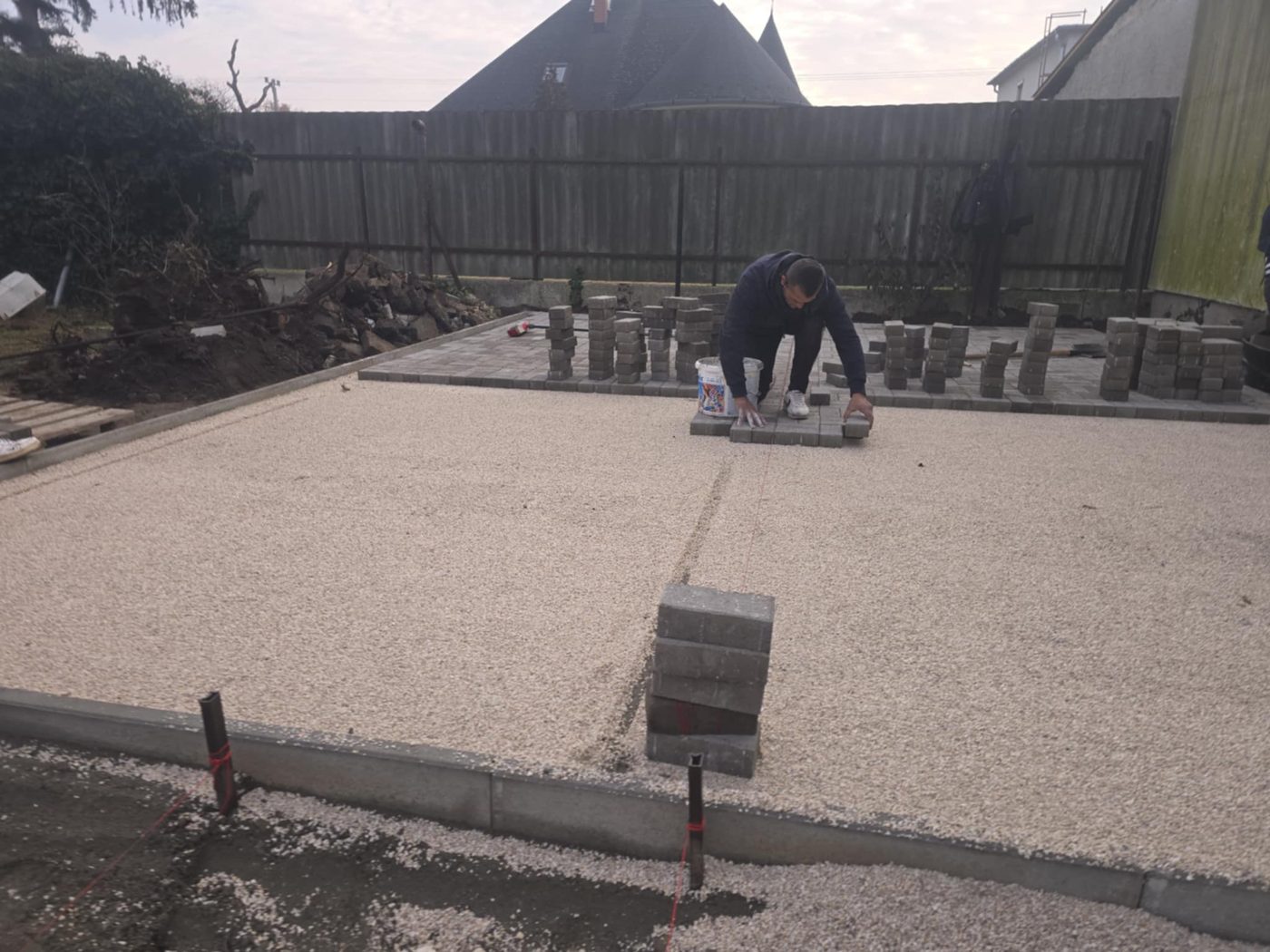 Excavation and earthworks for a paving base