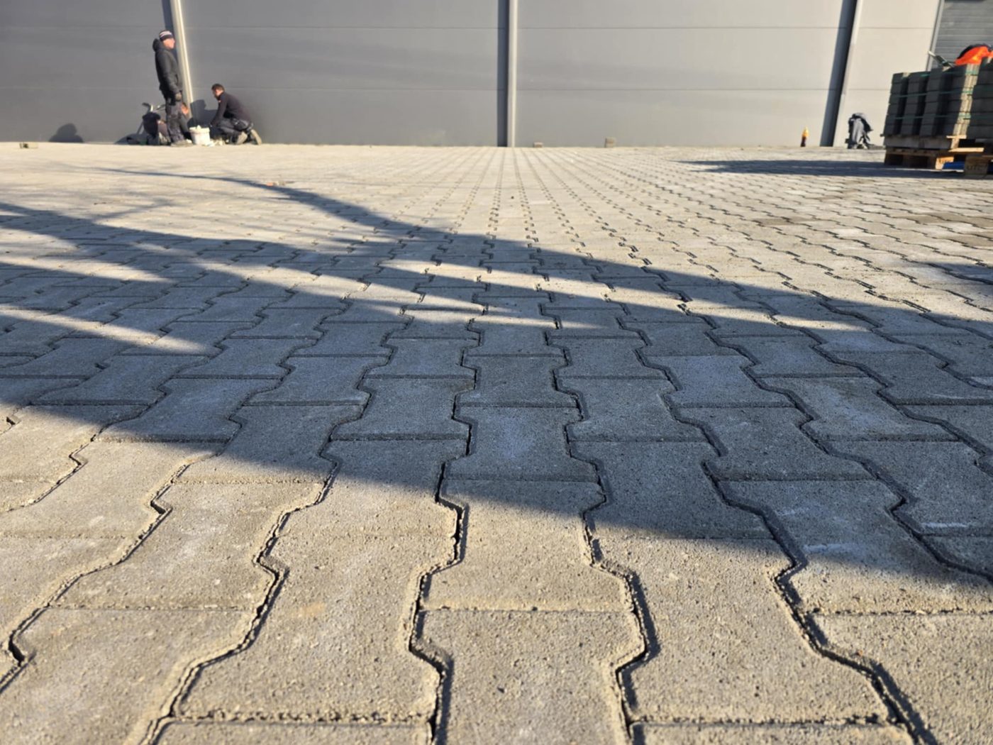 Block paving works on an industrial yard